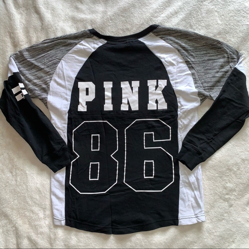 VS PINK Black Campus Crewneck Top